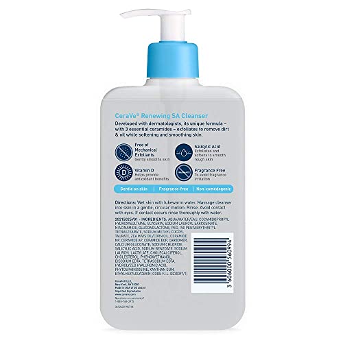 CeraVe Renewing Salicylic Acid Cleanser, Formulated With Hyaluronic Acid, Niacinamide, & Ceramides, Gentle BHA Exfoliating Face Wash Smooths & Softens Skin, Non Comedogenic & Fragrance Free in Pakistan