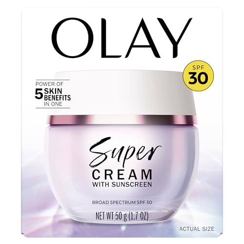 Olay Super Cream with Sunscreen SPF 30, Lightweight Face Moisturizer with Sun Protection, 5-in-1 Skin Care Benefits - Hydrating, Brightening, Firming - Niacinamide, Vitamin C, Collagen Peptide in Pakistan