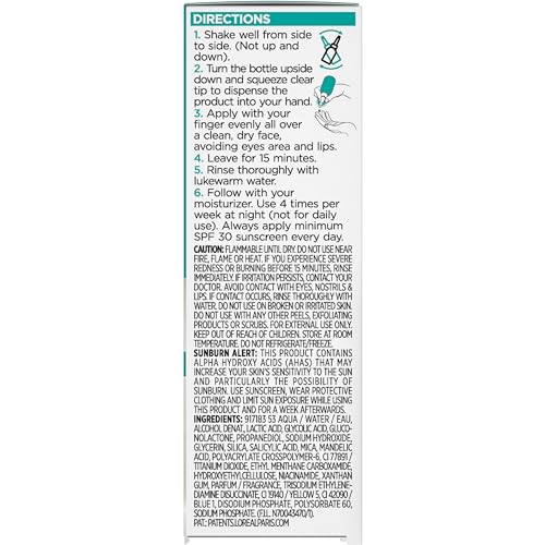 L'Oreal Paris Bright Reveal Dark Spot Exfoliant Peel, 25% AHA BHA PHA Face Exfoliator Solution, Gentle Skincare to Visibly Reduce Dark Spots and Renew Skin Texture, Includes SPF Lotion Sample in Pakistan