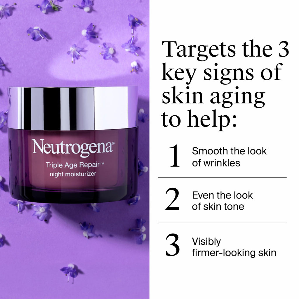 Neutrogena Triple Age Repair Night Face Moisturizer - with Hexinol Technology & Vitamin C, Anti-Wrinkle Face Cream, Visibly Reduces the look Wrinkles & Firms Skin While You Sleep in Pakistan