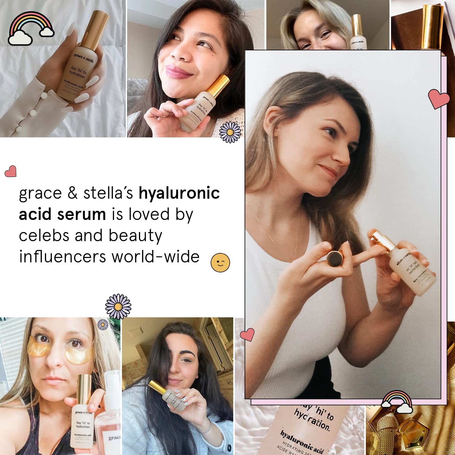grace & stella Award Winning Hyaluronic Acid Serum (50ml/1.7 fl oz) Hydrating Hyaluronic Acid Serum for Face - Acido Hialuronico for Women - Remove Fine Lines, Wrinkles, Anti Aging - Vegan Skincare in Pakistan