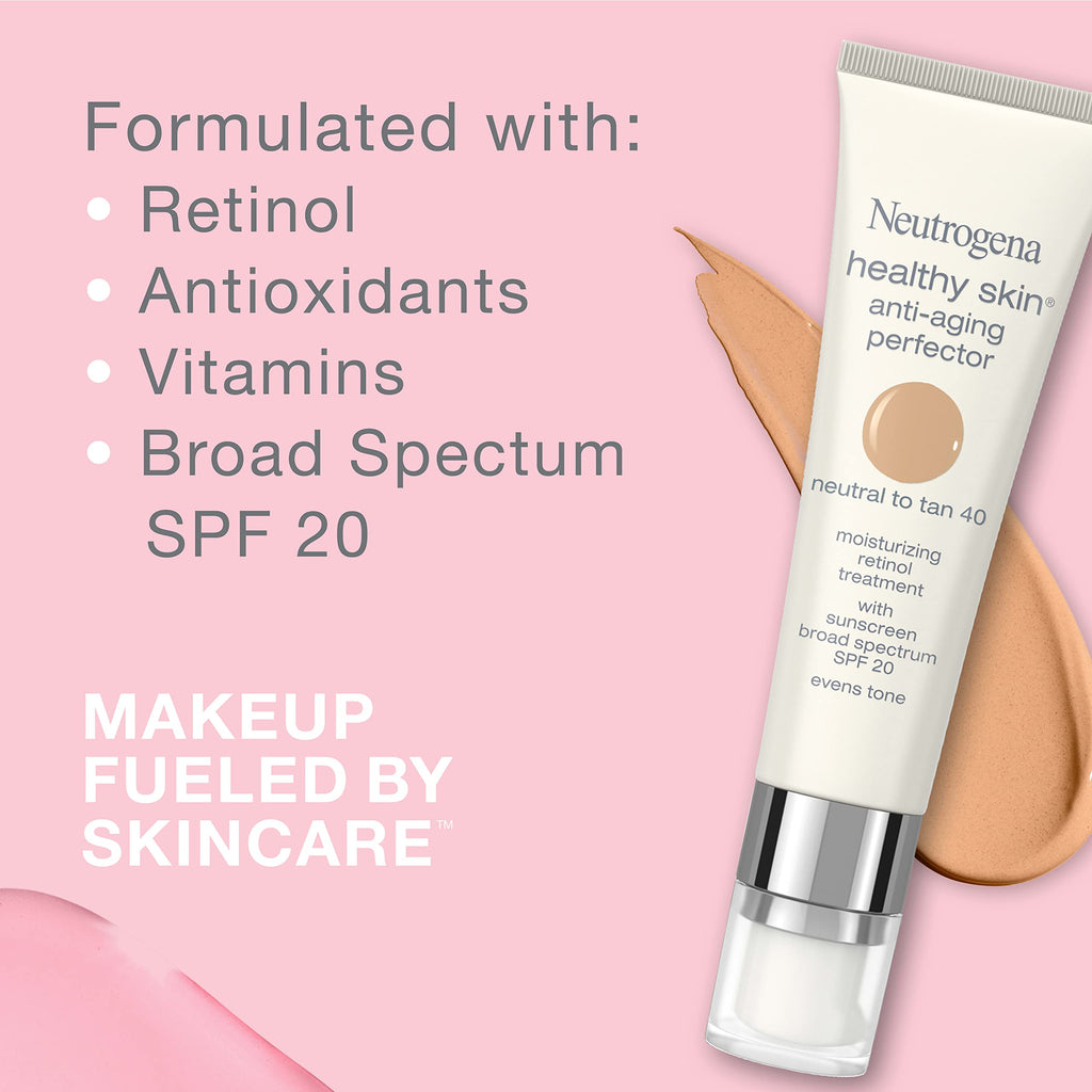 Neutrogena Retinol Treatment & Tinted Facial Moisturizer, Healthy Skin Anti-Aging Perfector, Broad Spectrum SPF 20 Sunscreen & Titanium Dioxide, Blendable Sheer Coverage, 30 Light to Neutral in Pakistan