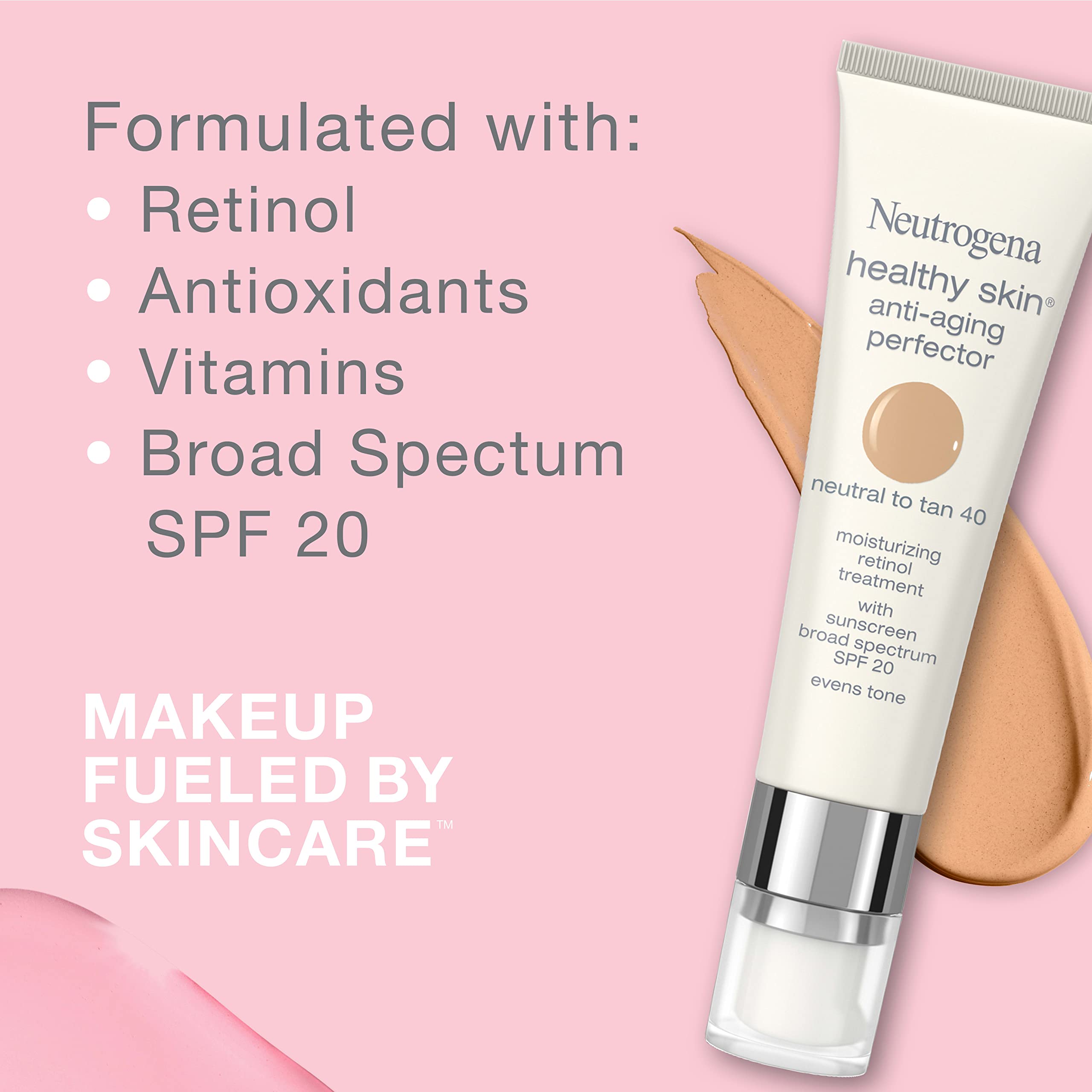 Neutrogena Retinol Treatment & Tinted Facial Moisturizer, Healthy Skin Anti-Aging Perfector, Broad Spectrum SPF 20 Sunscreen & Titanium Dioxide, Blendable Sheer Coverage, 30 Light to Neutral in Pakistan