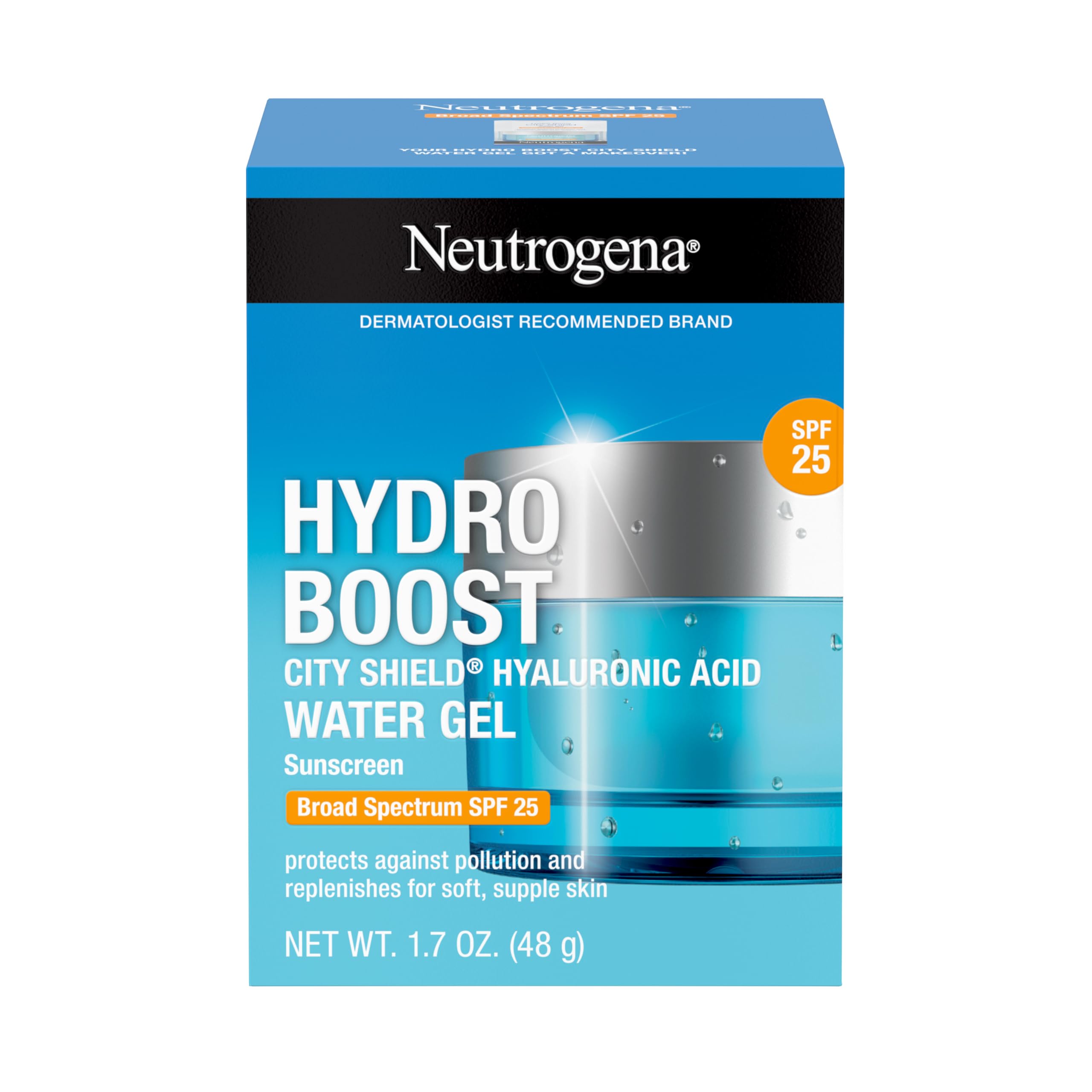 Neutrogena Hydro Boost City Shield Water Gel Face Moisturizer with Broad Spectrum SPF 25, Hydrating Facial Sunscreen with Hyaluronic Acid, Oil-Free and Non-Comedogenic Face Lotion in Pakistan