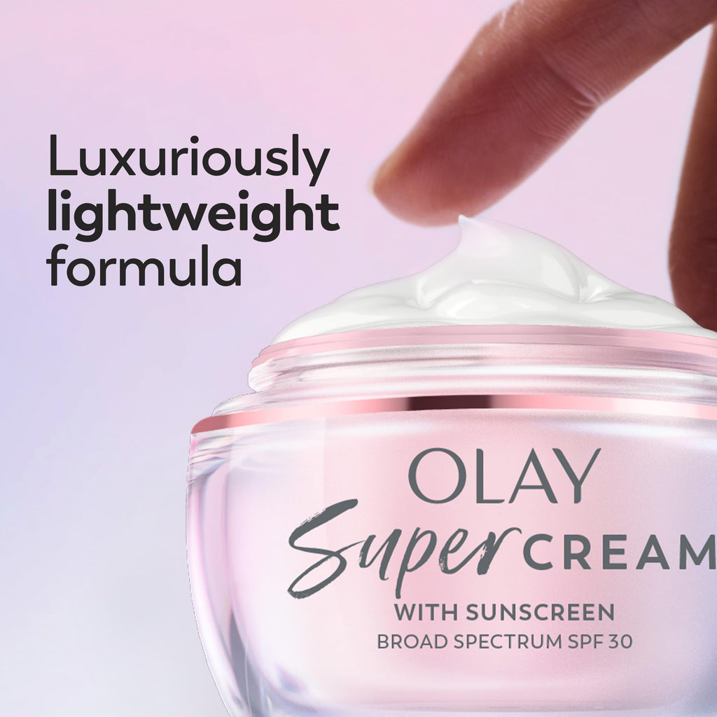 Olay Super Cream with Sunscreen SPF 30, Lightweight Face Moisturizer with Sun Protection, 5-in-1 Skin Care Benefits - Hydrating, Brightening, Firming - Niacinamide, Vitamin C, Collagen Peptide in Pakistan