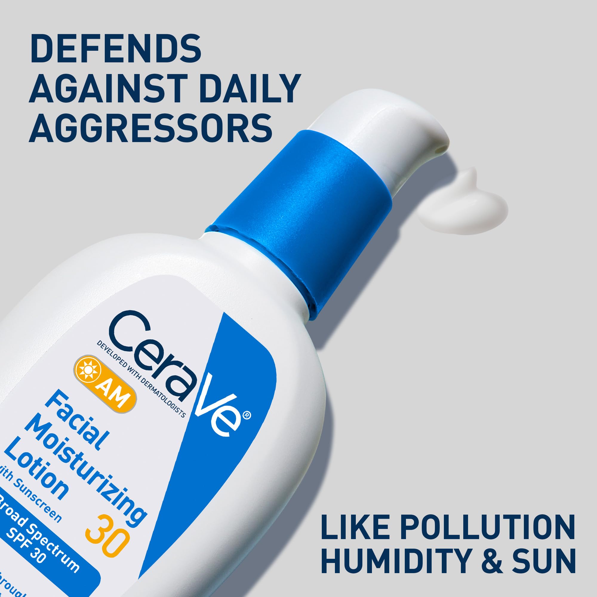 CeraVe AM Facial Moisturizing Lotion with SPF 30, Oil-Free Face Moisturizer with SPF, Formulated with Hyaluronic Acid, Niacinamide & Ceramides, Non-Comedogenic, Broad Spectrum Sunscreen in Pakistan