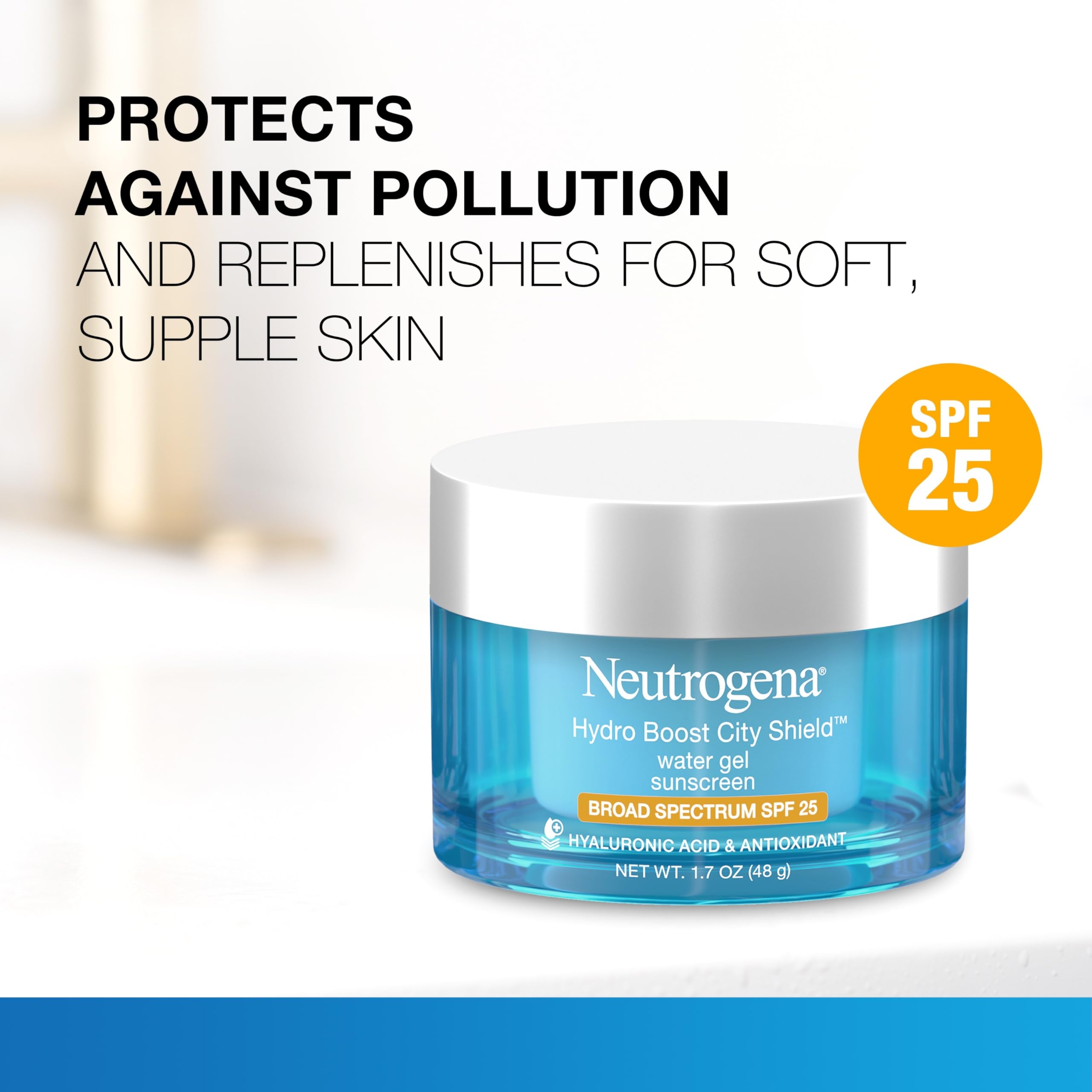 Neutrogena Hydro Boost City Shield Water Gel Face Moisturizer with Broad Spectrum SPF 25, Hydrating Facial Sunscreen with Hyaluronic Acid, Oil-Free and Non-Comedogenic Face Lotion in Pakistan