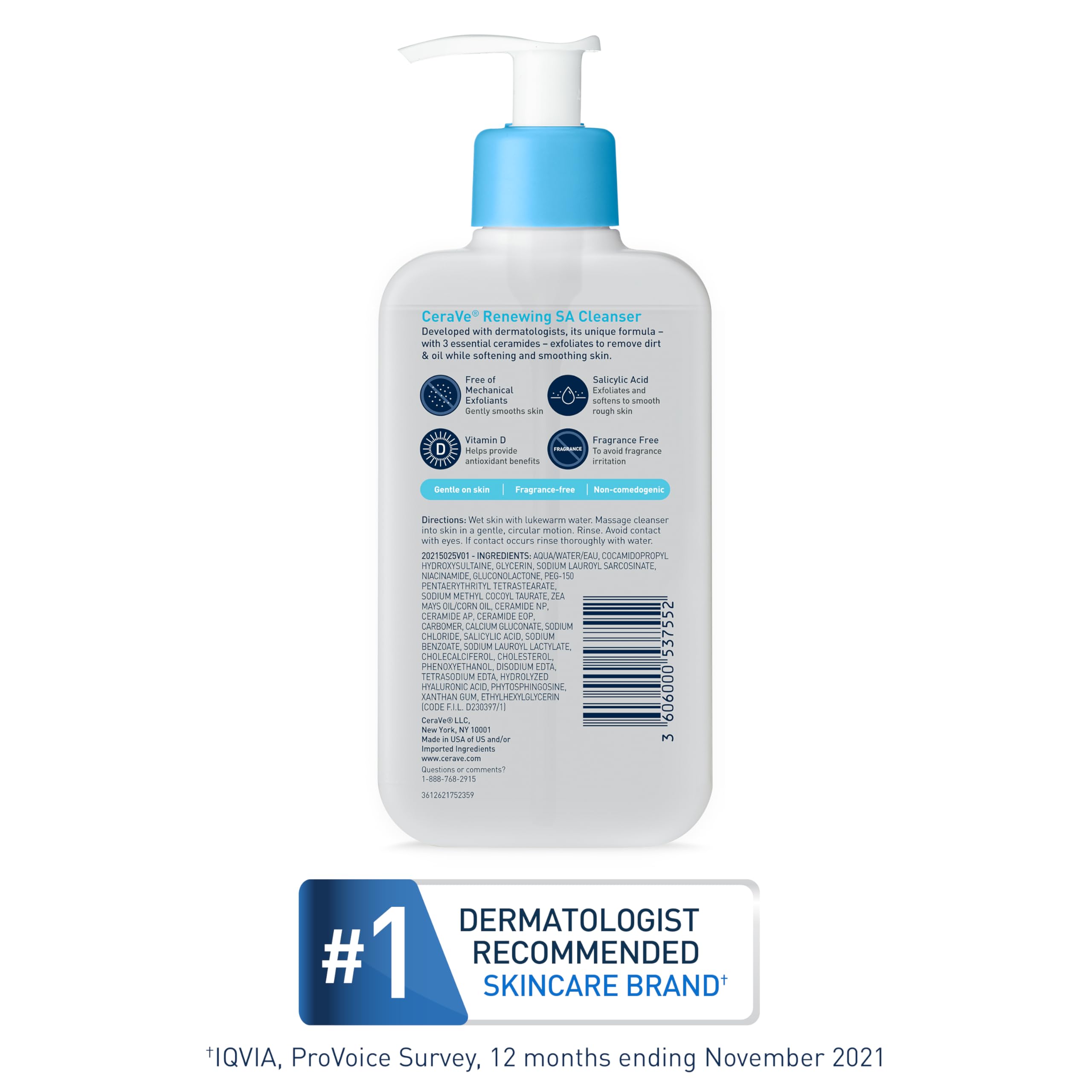 CeraVe Renewing Salicylic Acid Cleanser, Formulated With Hyaluronic Acid, Niacinamide, & Ceramides, Gentle BHA Exfoliating Face Wash Smooths & Softens Skin, Non Comedogenic & Fragrance Free in Pakistan