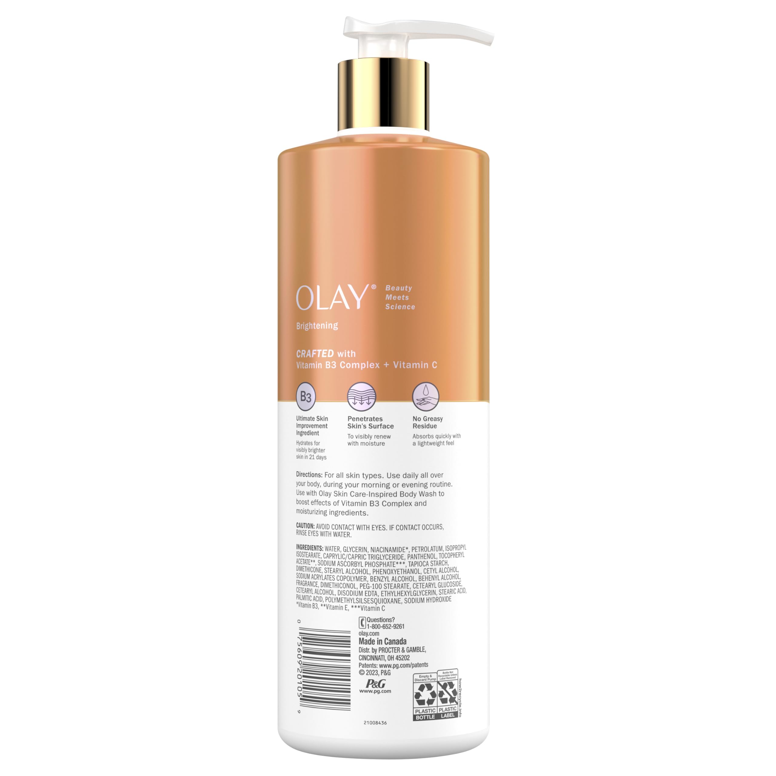 Olay Body Lotion for Women, Brightening with Vitamin C Serum, Visibly Bright & Radiant Skin, 24hr Moisture & Hydration, Fast Absorbing Formula, Vitamin B3 Complex, For All Skin Types in Pakistan