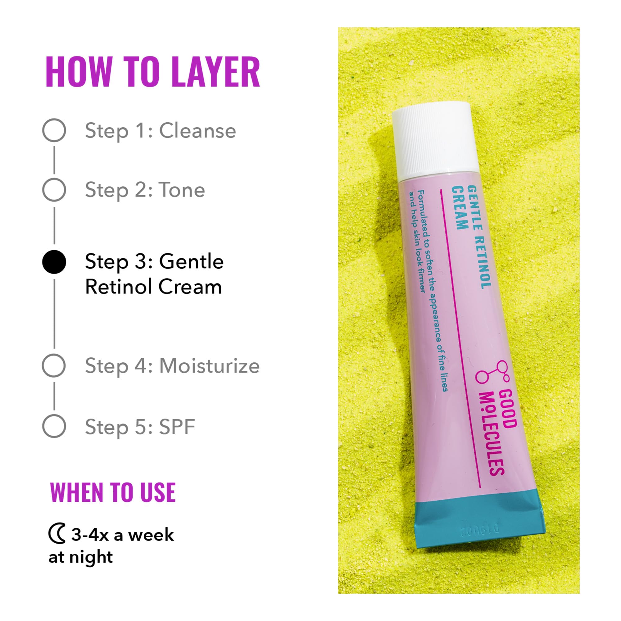 Good Molecules Gentle Retinol Cream - Retinol Night Cream for Collagen Production, Skin Tightening Recipe with Bakuchiol, Anti-Aging Skin Care For Face in Pakistan