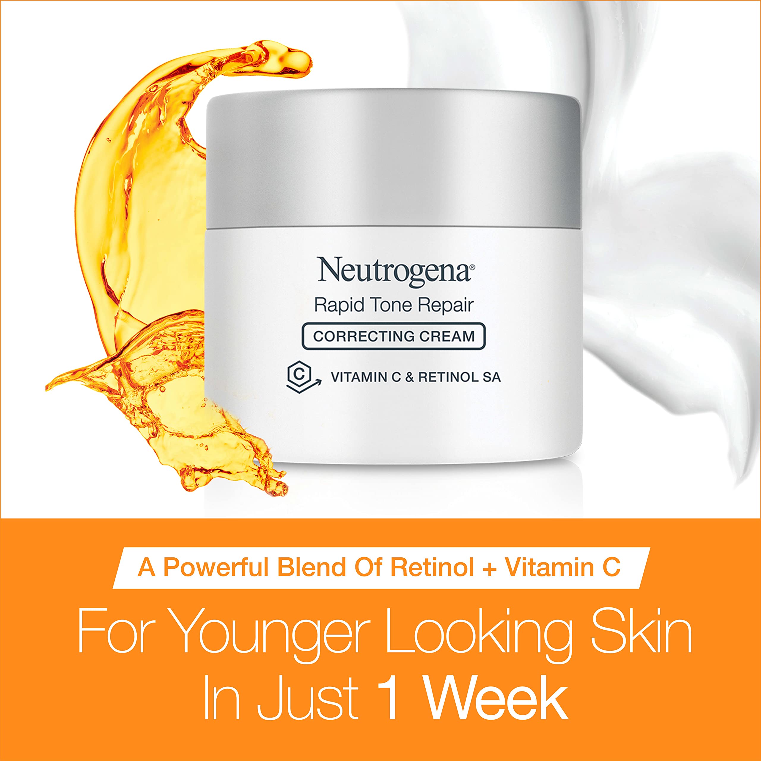 Neutrogena Retinol + Vitamin C Correcting Cream, Rapid Tone Repair Face & Neck Cream with Hyaluronic Acid for Dark Spots, Fine Lines & Wrinkles in Pakistan