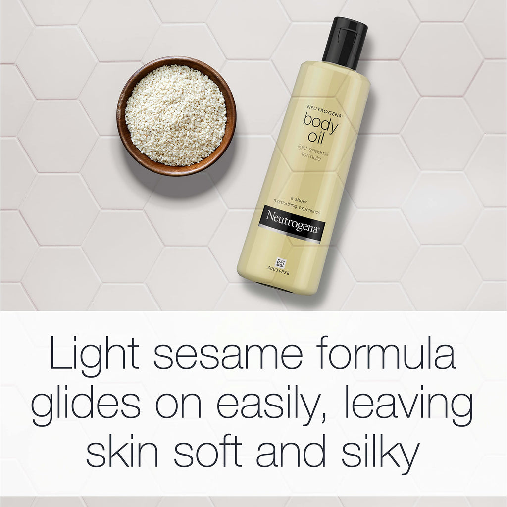 Neutrogena Body Oil Light Sesame Formula for Radiant Healthy-Looking Glow, Moisturizer for Dry Skin, Lightweight Non-Greasy Fast-Absorbing Bath and Massage Shower Oil in Pakistan