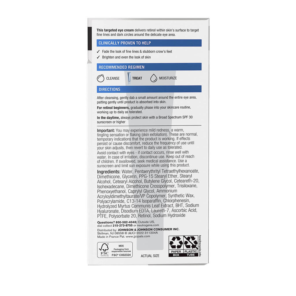 Neutrogena Rapid Wrinkle Repair Retinol Eye Cream for Dark Circles, Daily Anti-Aging Under Eye Cream with Retinol & Hyaluronic Acid to Fight Fine Lines, Wrinkles, & Dark Spots in Pakistan