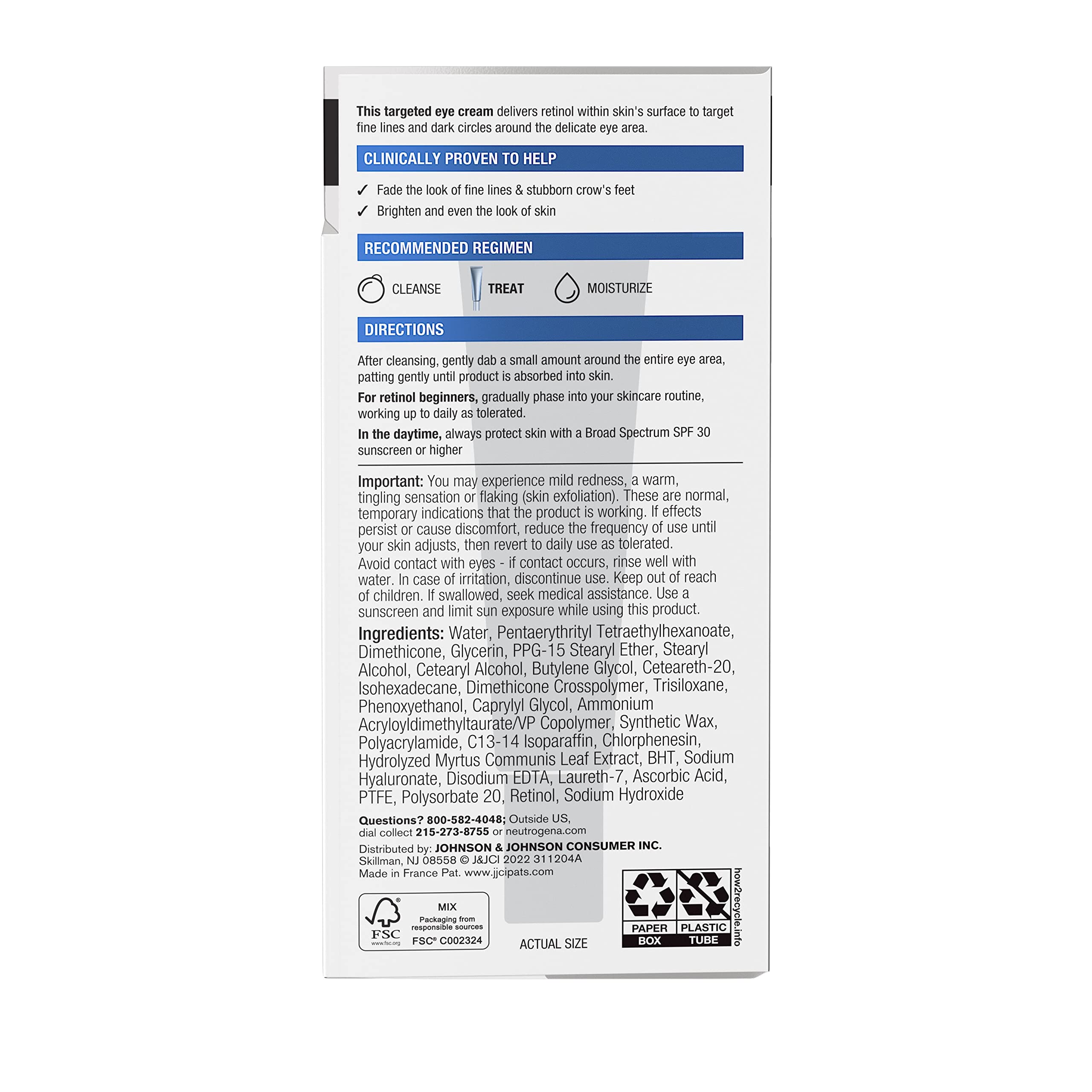 Neutrogena Rapid Wrinkle Repair Retinol Eye Cream for Dark Circles, Daily Anti-Aging Under Eye Cream with Retinol & Hyaluronic Acid to Fight Fine Lines, Wrinkles, & Dark Spots in Pakistan