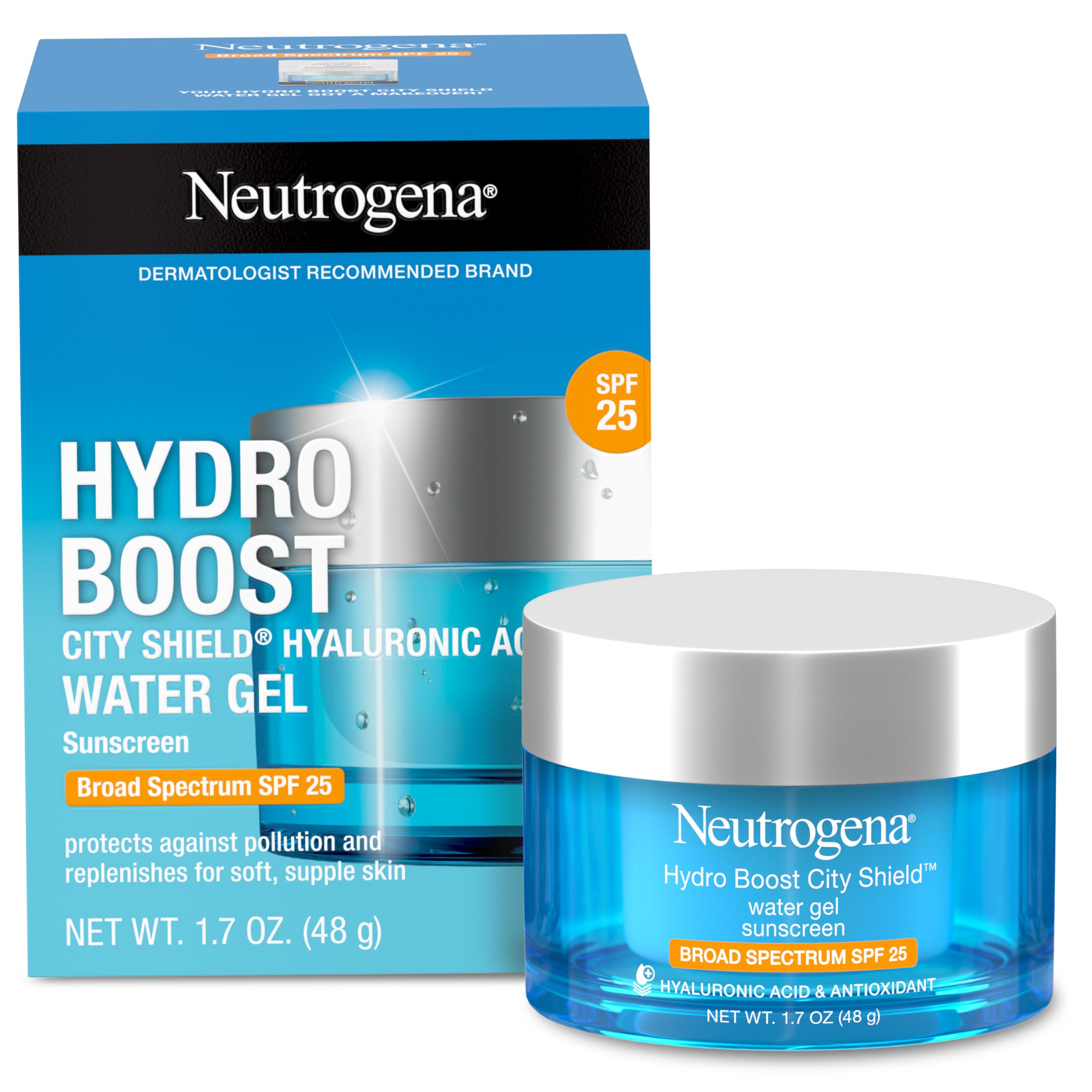 Neutrogena Hydro Boost City Shield Water Gel Face Moisturizer with Broad Spectrum SPF 25, Hydrating Facial Sunscreen with Hyaluronic Acid, Oil-Free and Non-Comedogenic Face Lotion in Pakistan