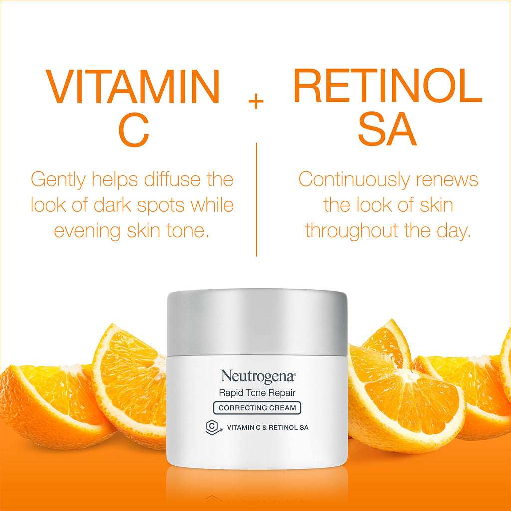 Neutrogena Retinol + Vitamin C Correcting Cream, Rapid Tone Repair Face & Neck Cream with Hyaluronic Acid for Dark Spots, Fine Lines & Wrinkles in Pakistan