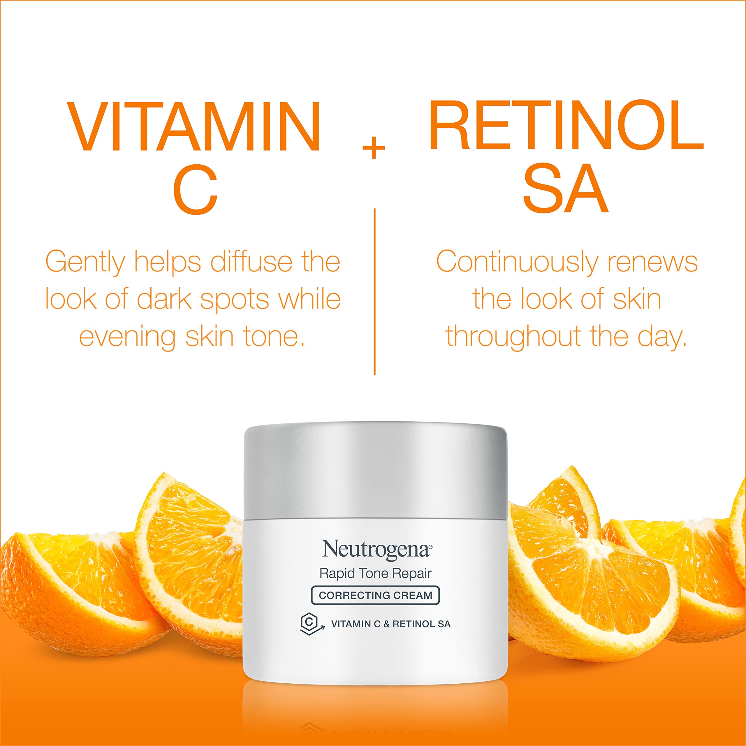 Neutrogena Retinol + Vitamin C Correcting Cream, Rapid Tone Repair Face & Neck Cream with Hyaluronic Acid for Dark Spots, Fine Lines & Wrinkles in Pakistan