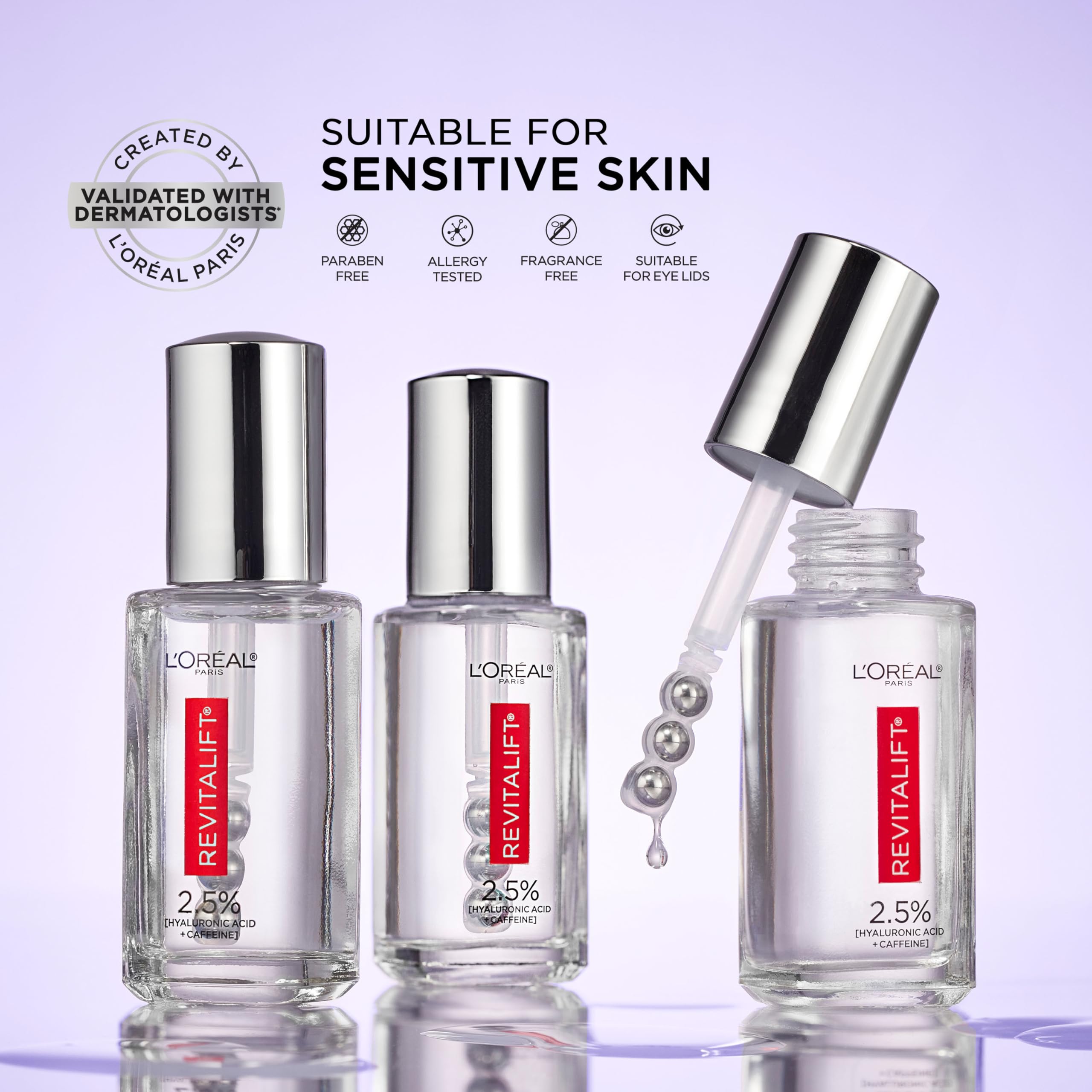 L'Oreal Paris Revitalift Hyaluronic Acid + Caffeine Hydrating Eye Serum for Dark Circles, Fragrance Free .67 fl. oz + Moisturizer Sample in Pakistan
