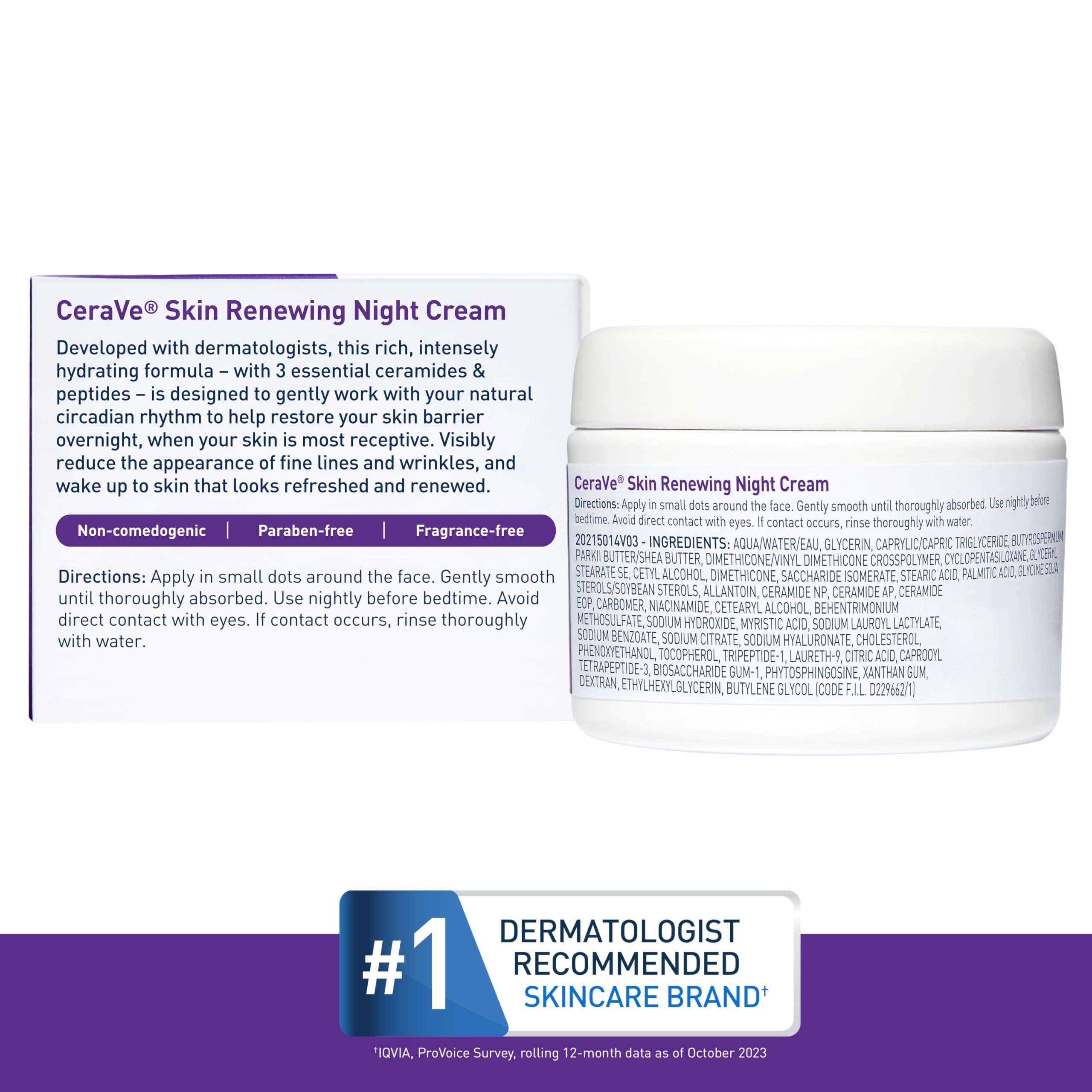 CeraVe Skin Renewing Night Cream, Niacinamide, Peptide Complex, and Hyaluronic Acid Moisturizer for Face in Pakistan