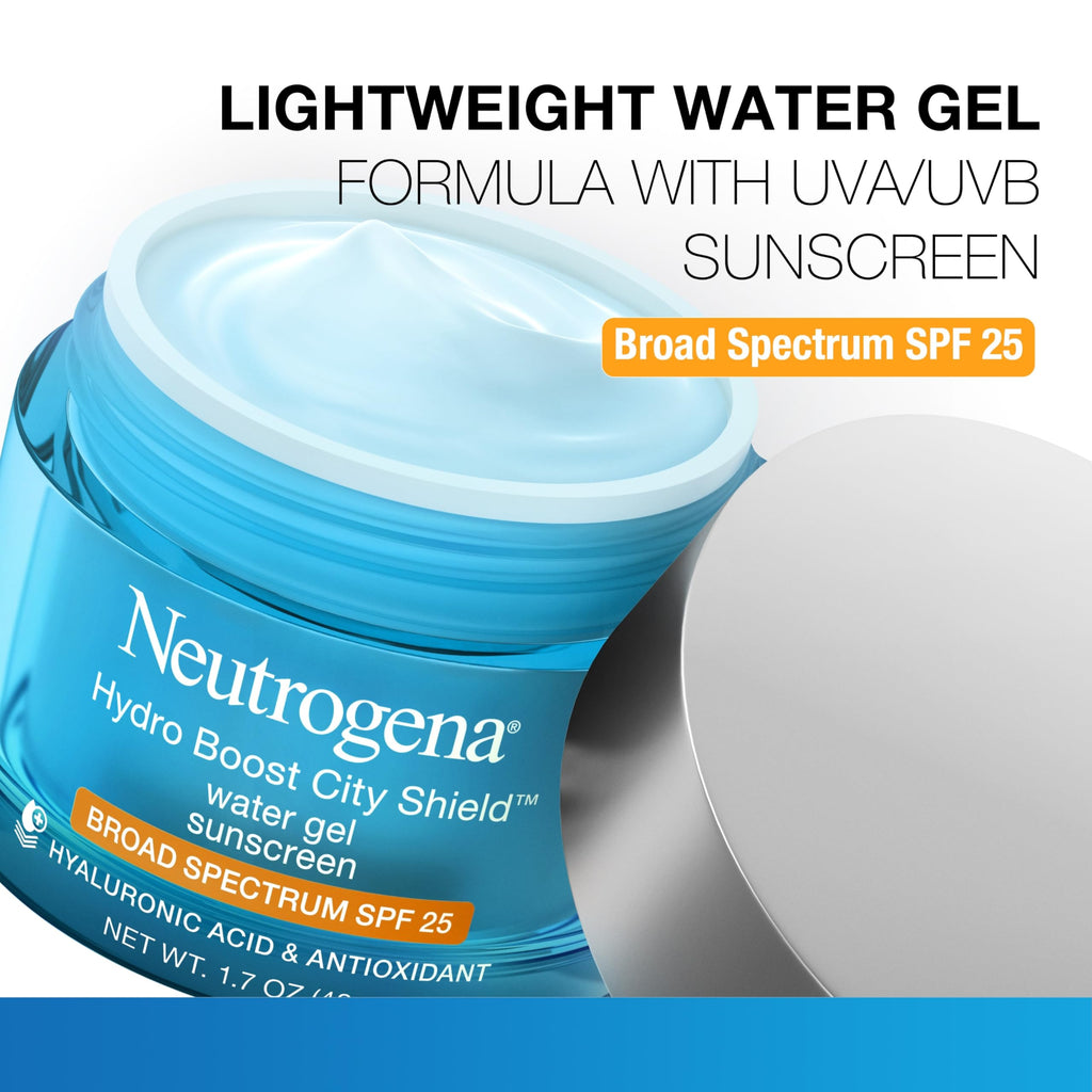 Neutrogena Hydro Boost City Shield Water Gel Face Moisturizer with Broad Spectrum SPF 25, Hydrating Facial Sunscreen with Hyaluronic Acid, Oil-Free and Non-Comedogenic Face Lotion in Pakistan