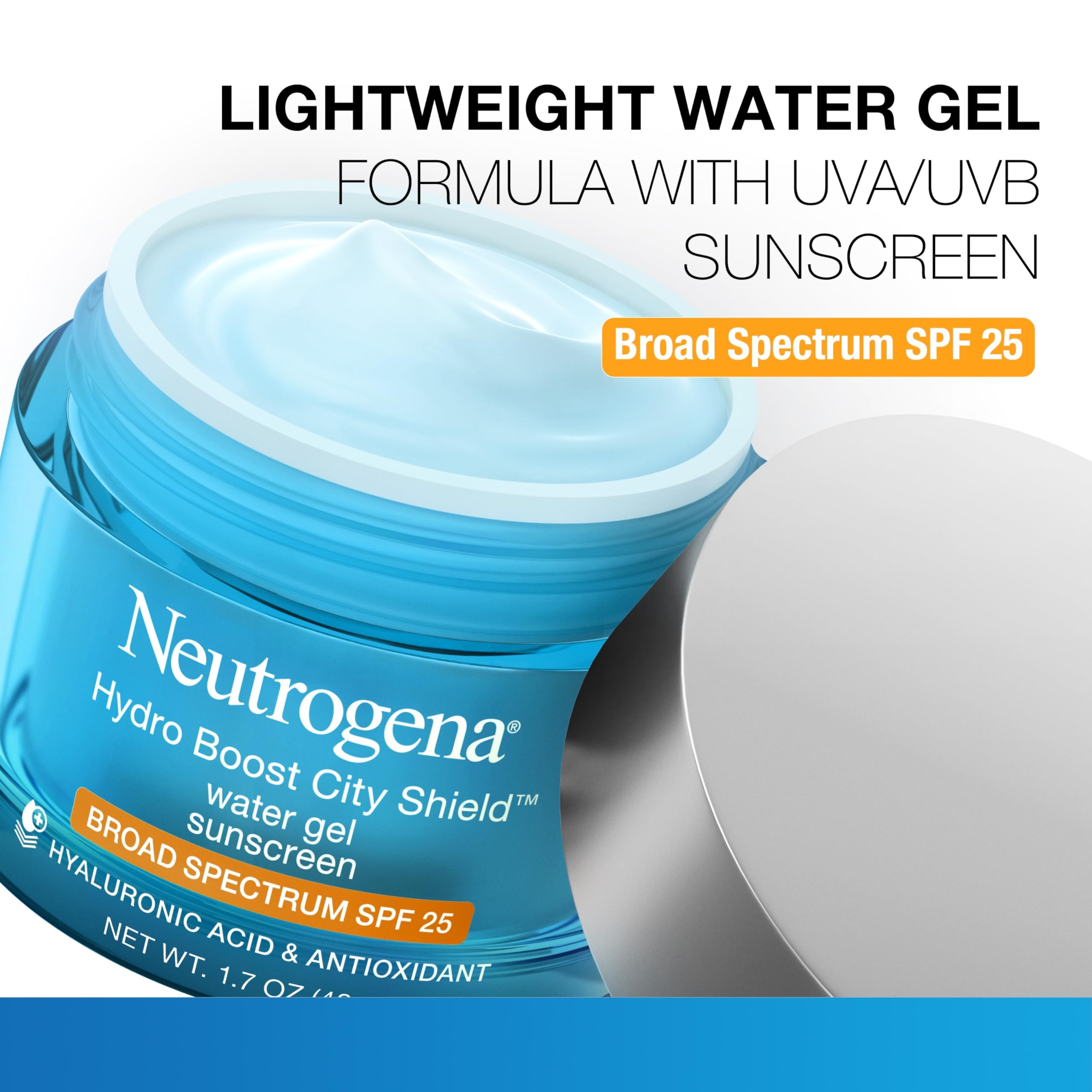 Neutrogena Hydro Boost City Shield Water Gel Face Moisturizer with Broad Spectrum SPF 25, Hydrating Facial Sunscreen with Hyaluronic Acid, Oil-Free and Non-Comedogenic Face Lotion in Pakistan