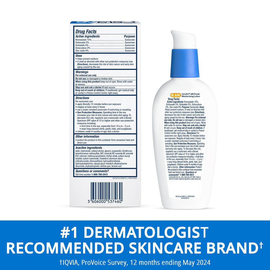 CeraVe AM Facial Moisturizing Lotion with SPF 30, Oil-Free Face Moisturizer with SPF, Formulated with Hyaluronic Acid, Niacinamide & Ceramides, Non-Comedogenic, Broad Spectrum Sunscreen in Pakistan