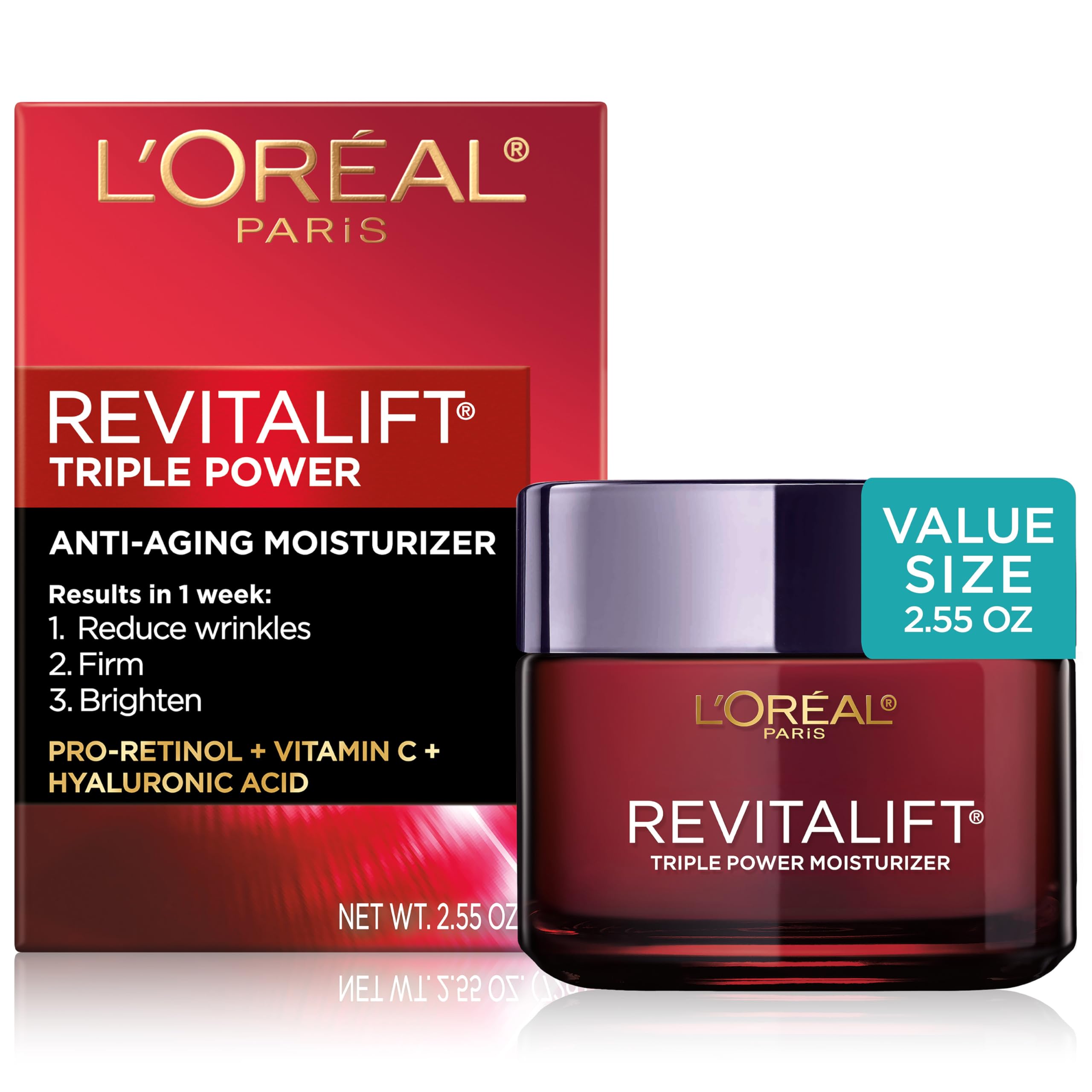 L'Oreal Paris Revitalift Triple Power Anti-Aging Face Moisturizer, Pro Retinol, Hyaluronic Acid & Vitamin C, Reduce Wrinkles in Pakistan