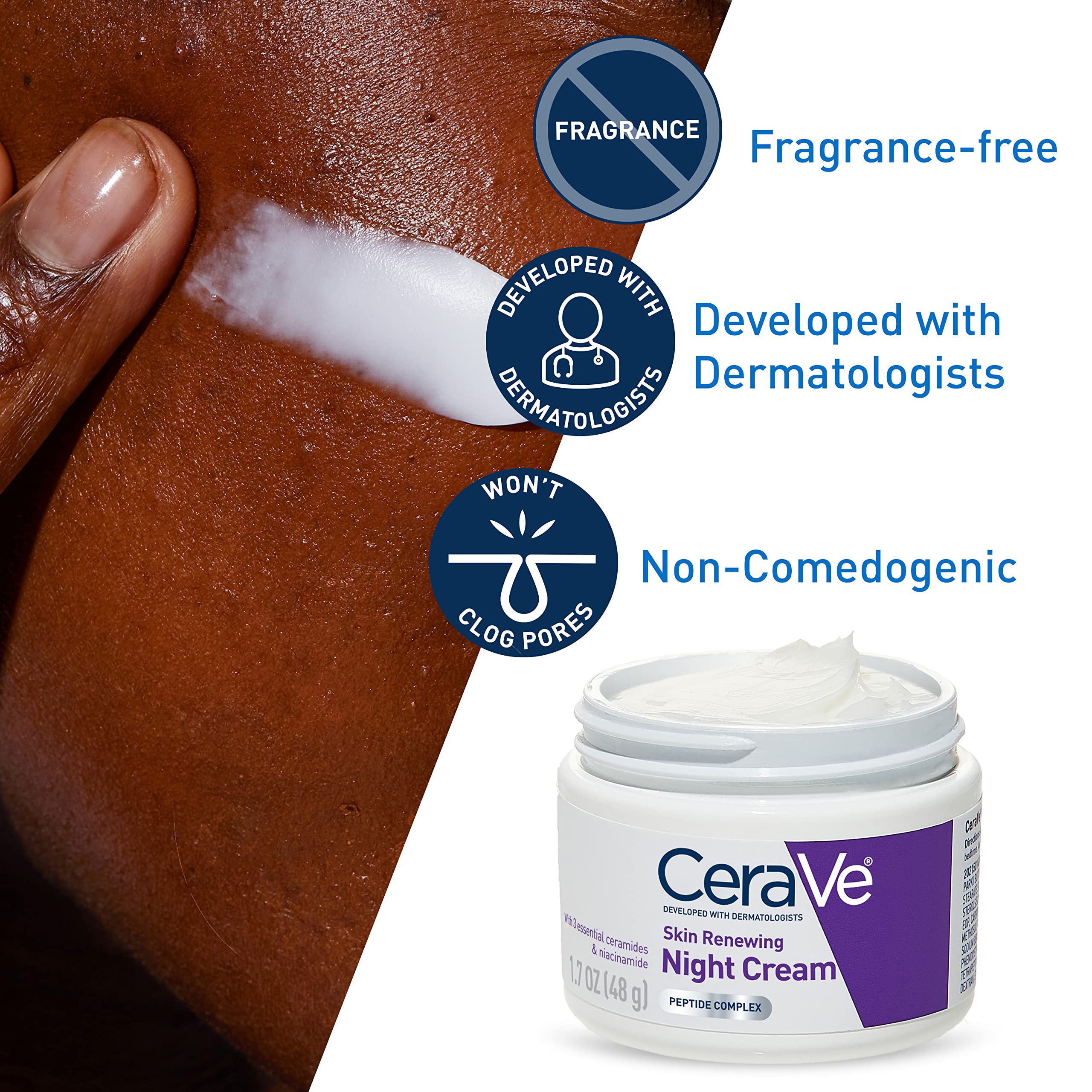 CeraVe Skin Renewing Night Cream, Niacinamide, Peptide Complex, and Hyaluronic Acid Moisturizer for Face in Pakistan