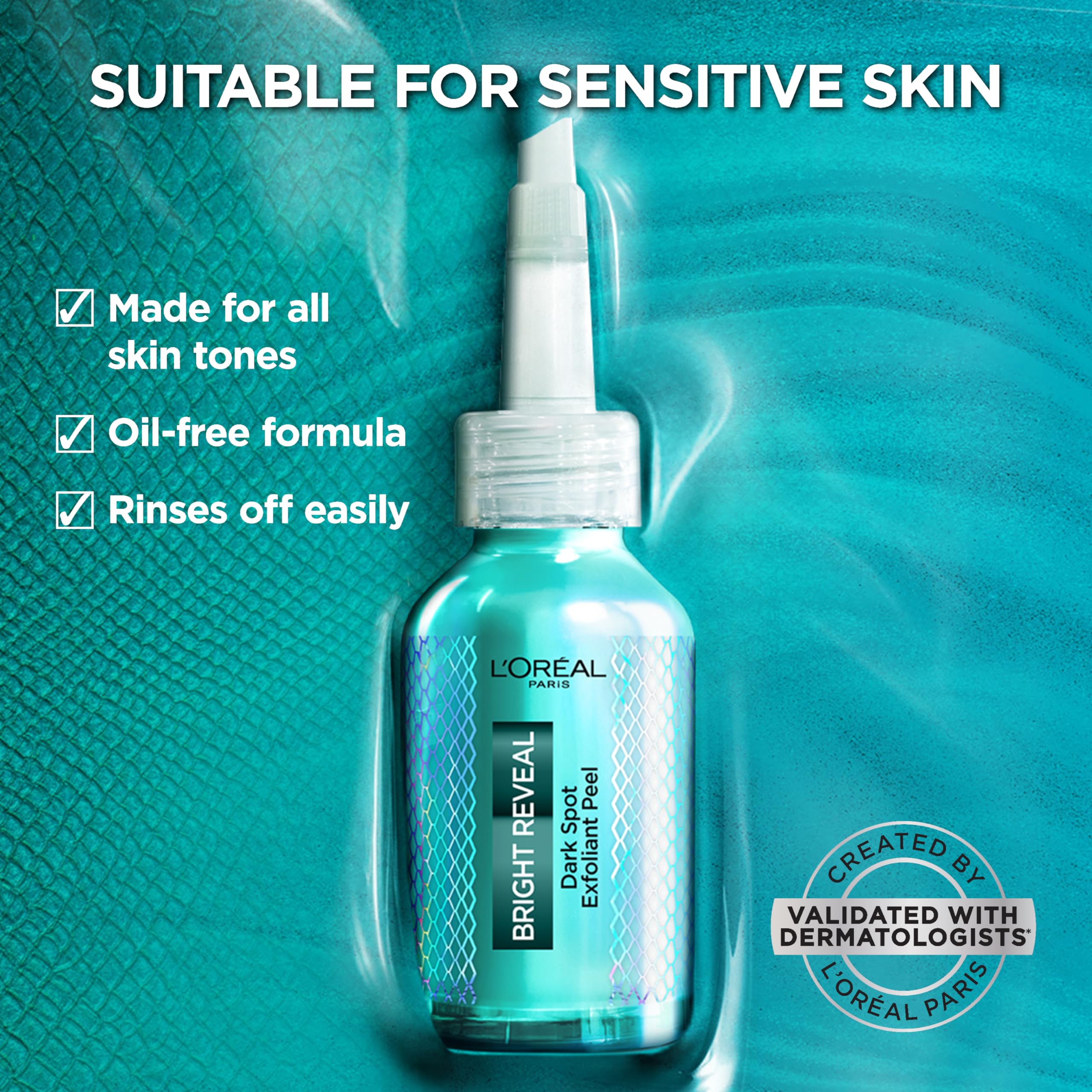 L'Oreal Paris Bright Reveal Dark Spot Exfoliant Peel, 25% AHA BHA PHA Face Exfoliator Solution, Gentle Skincare to Visibly Reduce Dark Spots and Renew Skin Texture, Includes SPF Lotion Sample in Pakistan